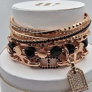 NEW Bomb Party Summer Stacks Bracelets with Luggage Tag on Rose Gold $168
